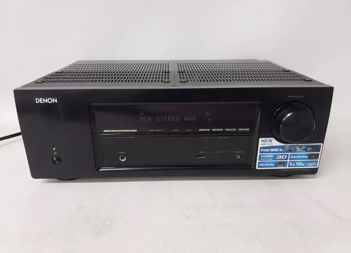 Denon AVR-1513 5.1 HDMI Home Theater Surround Sound Tested W/ REMOTE Bundle 330W