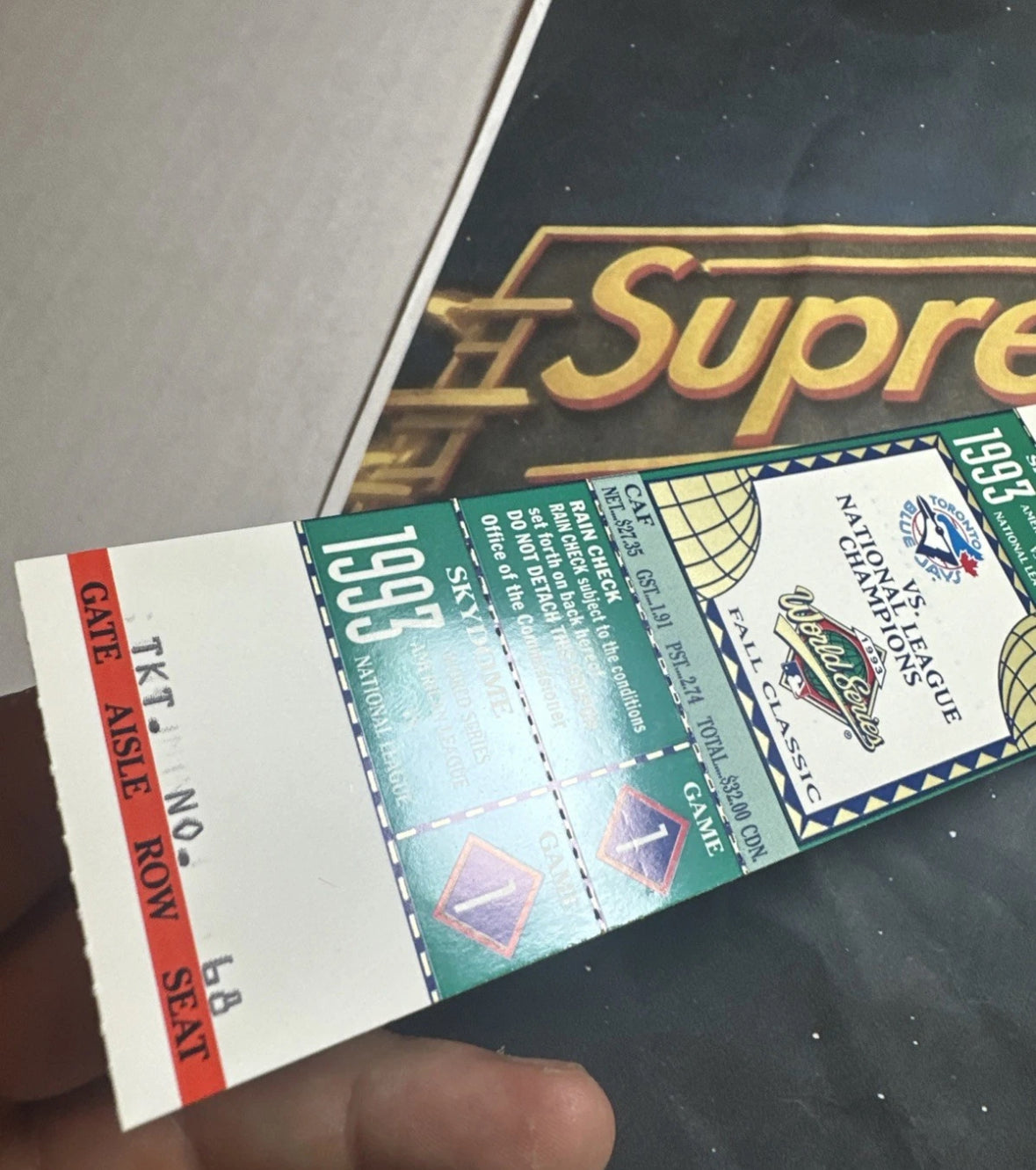 1993 World Series Full Ticket Toronto Blue Jays Game 1 MINT Grading Ready Gem💎