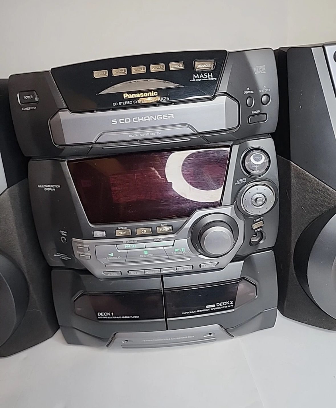 Panasonic Radio Stereo System Boombox SA-AK25 5 CD Changer dual Tape Fully Works