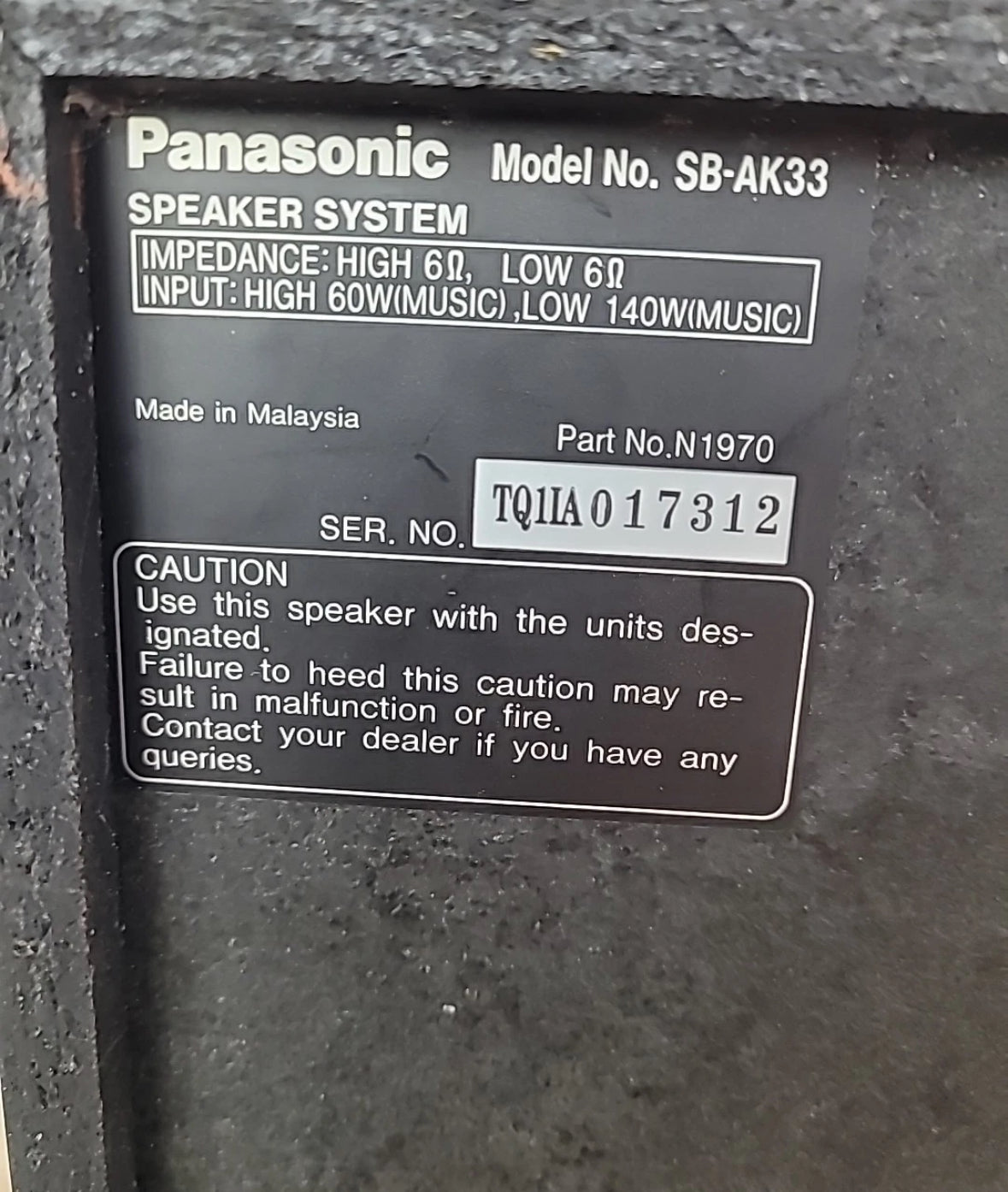 Panasonic Stereo System 5 Disk CD Changer SA-AK33 Deep Bass W/ Remote Gray