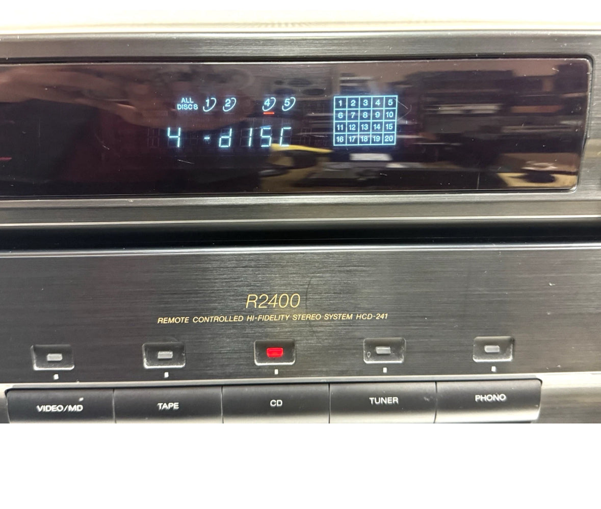 Vintage Sony R2400 Stereo 5 CD Receiver Cassette Deck HCD-241 W/ Remote Working