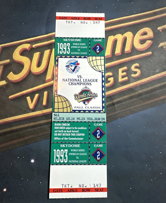 1993 World Series Full Ticket Toronto Blue Jays Game 2 MINT Grading Ready Gem💎