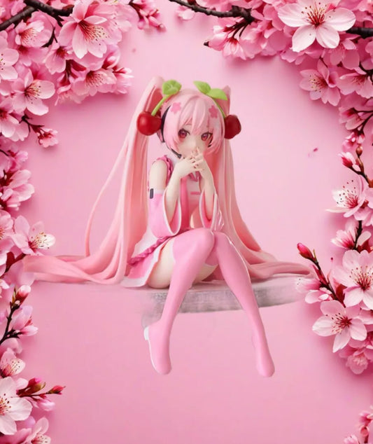 Hatsune Miku Action Figure Cherry Blossom Kawaii Model Pink 10cm Brand New