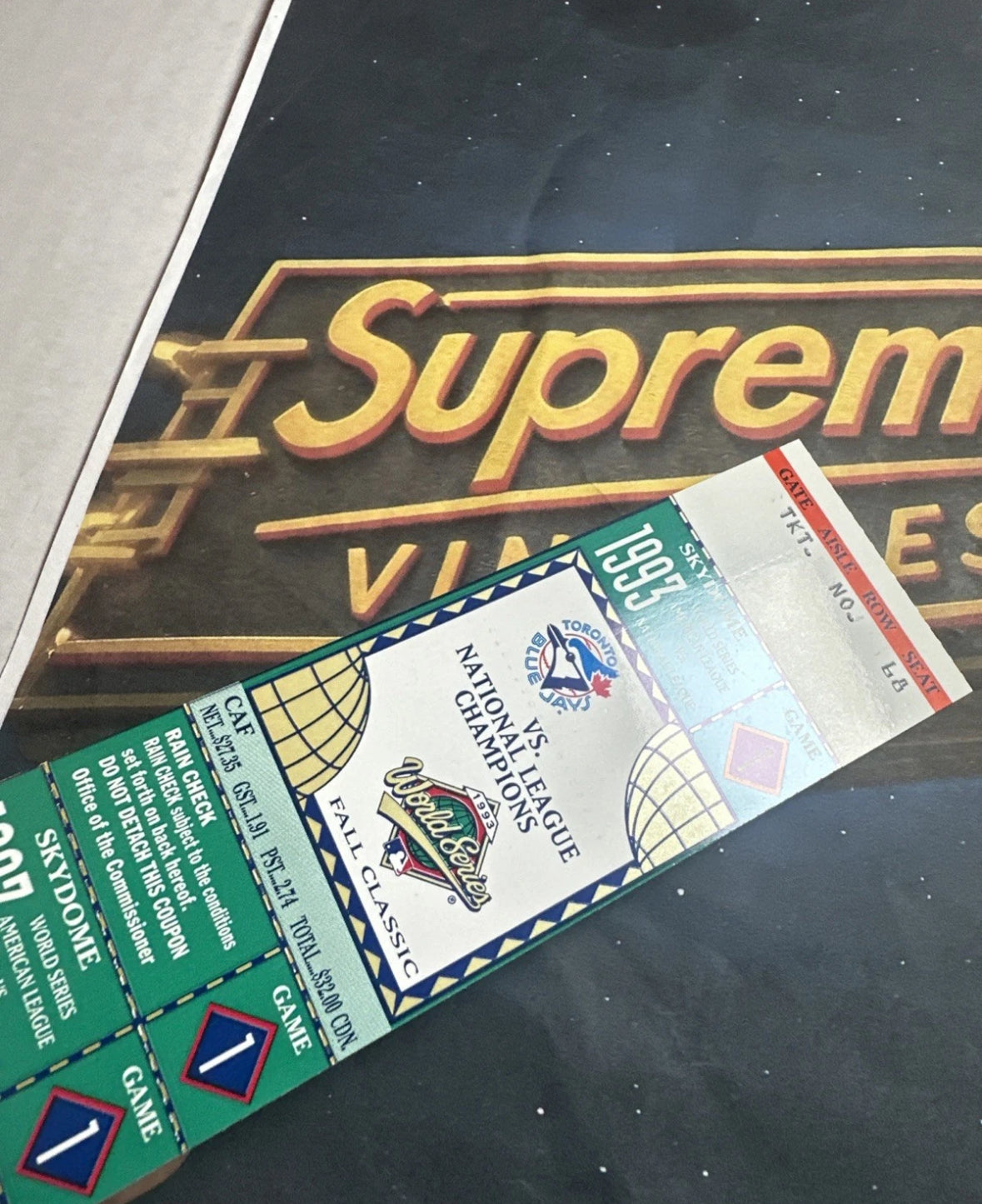 1993 World Series Full Ticket Toronto Blue Jays Game 1 MINT Grading Ready Gem💎