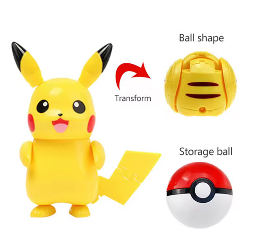 Pikachu Transform In Pokeball Adjustable Figurine Toy Gift For Kids New In Box