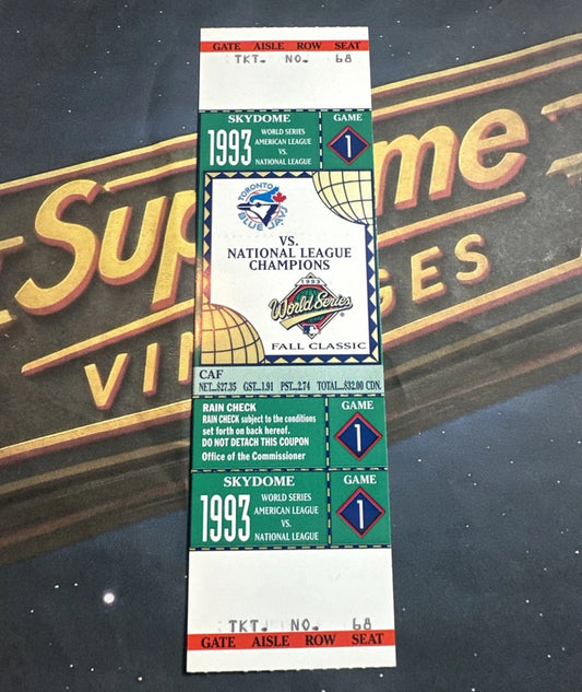 1993 World Series Full Ticket Toronto Blue Jays Game 1 MINT Grading Ready Gem💎