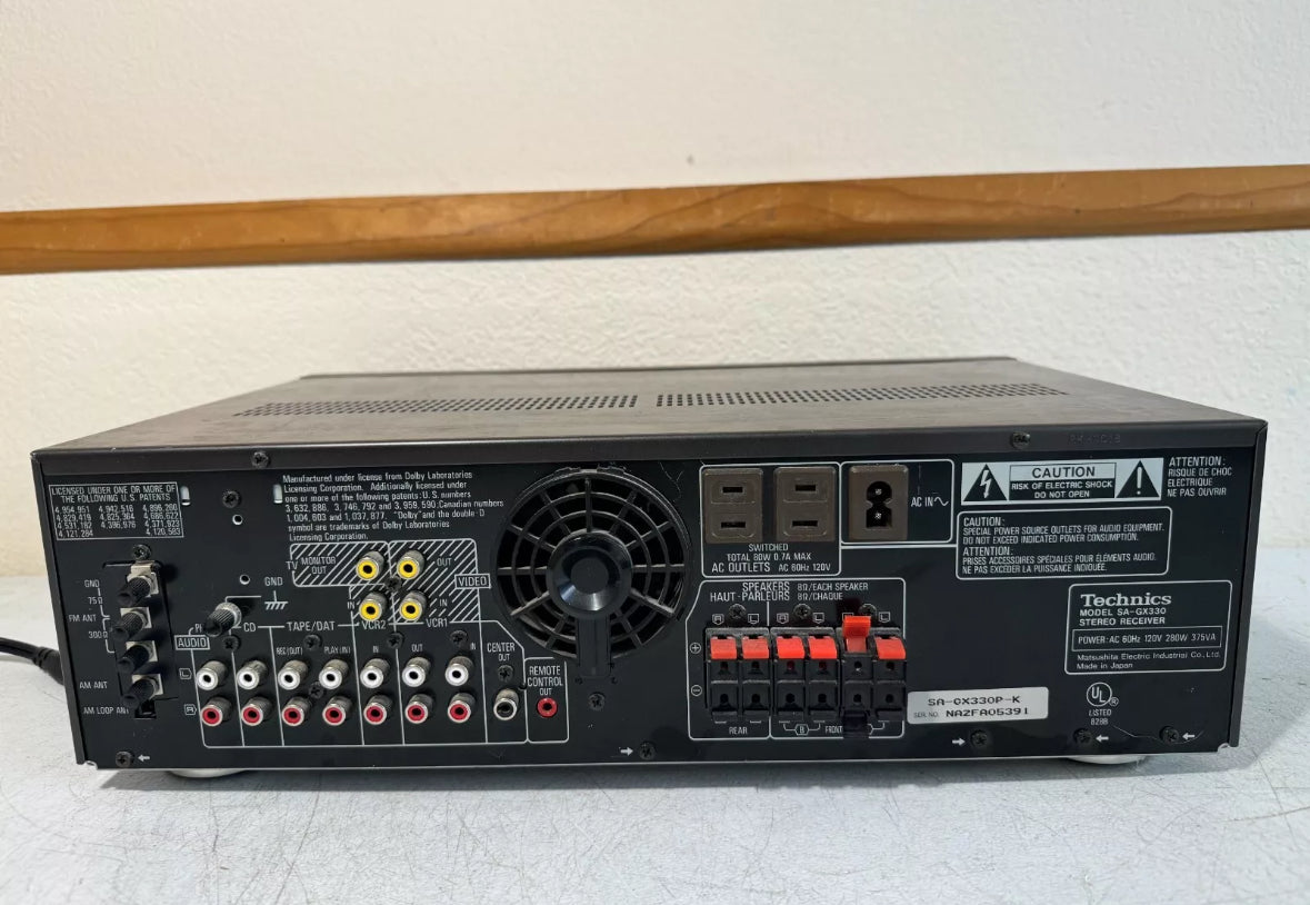 Technics SA-GX330 Receiver 5.1 Channel Vintage 100 WPC With Remote Bundle