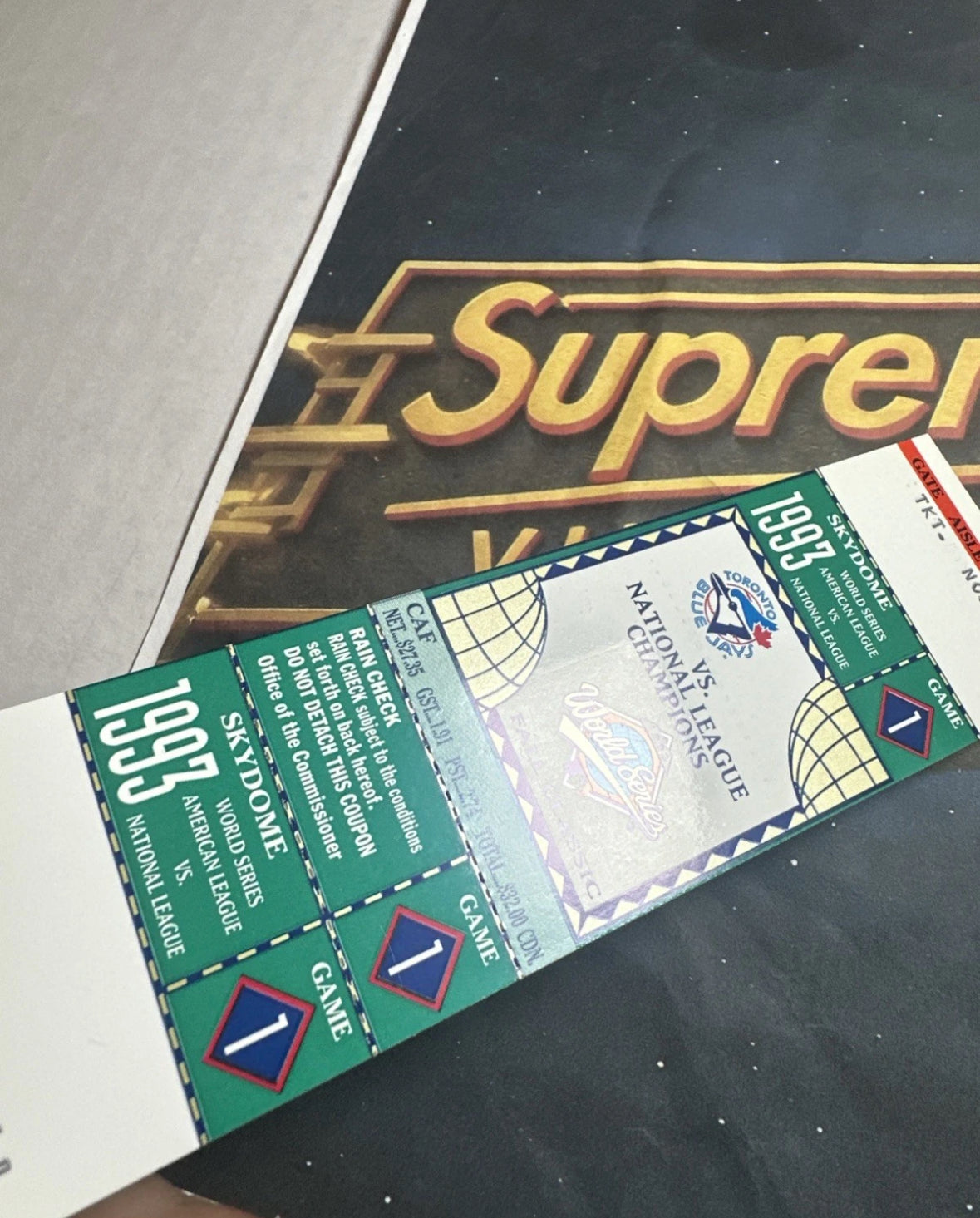 1993 World Series Full Ticket Toronto Blue Jays Game 1 MINT Grading Ready Gem💎