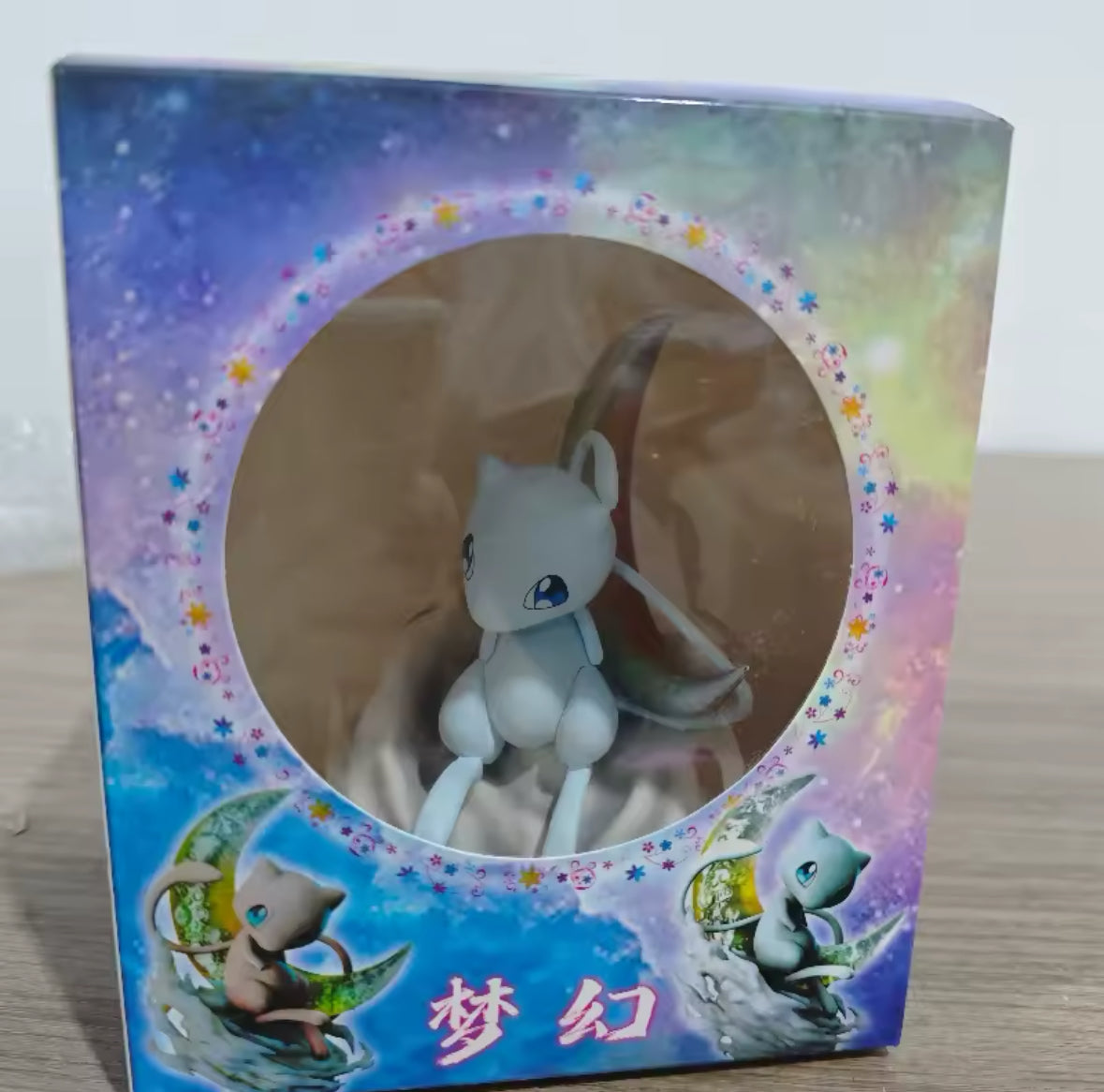 Shiny Blue 14cm Pokemon Anime Action Figure Mew on Moon Scene figurine action figure New With Box