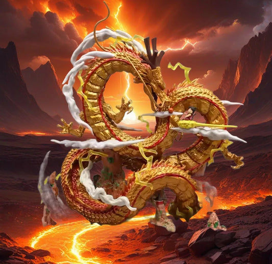 Dragon Ball Z Golden Shenron and 22cm Anime Figure Dbz Figurine Pvc Statue New