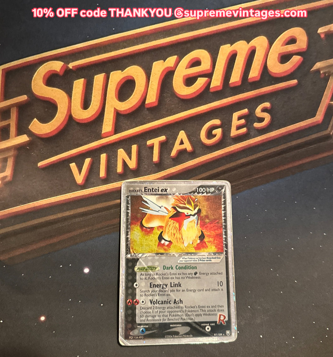 Rocket's Entei Ex 97/109 Team Rocket Returns Pokemon TCG Damaged Holo
