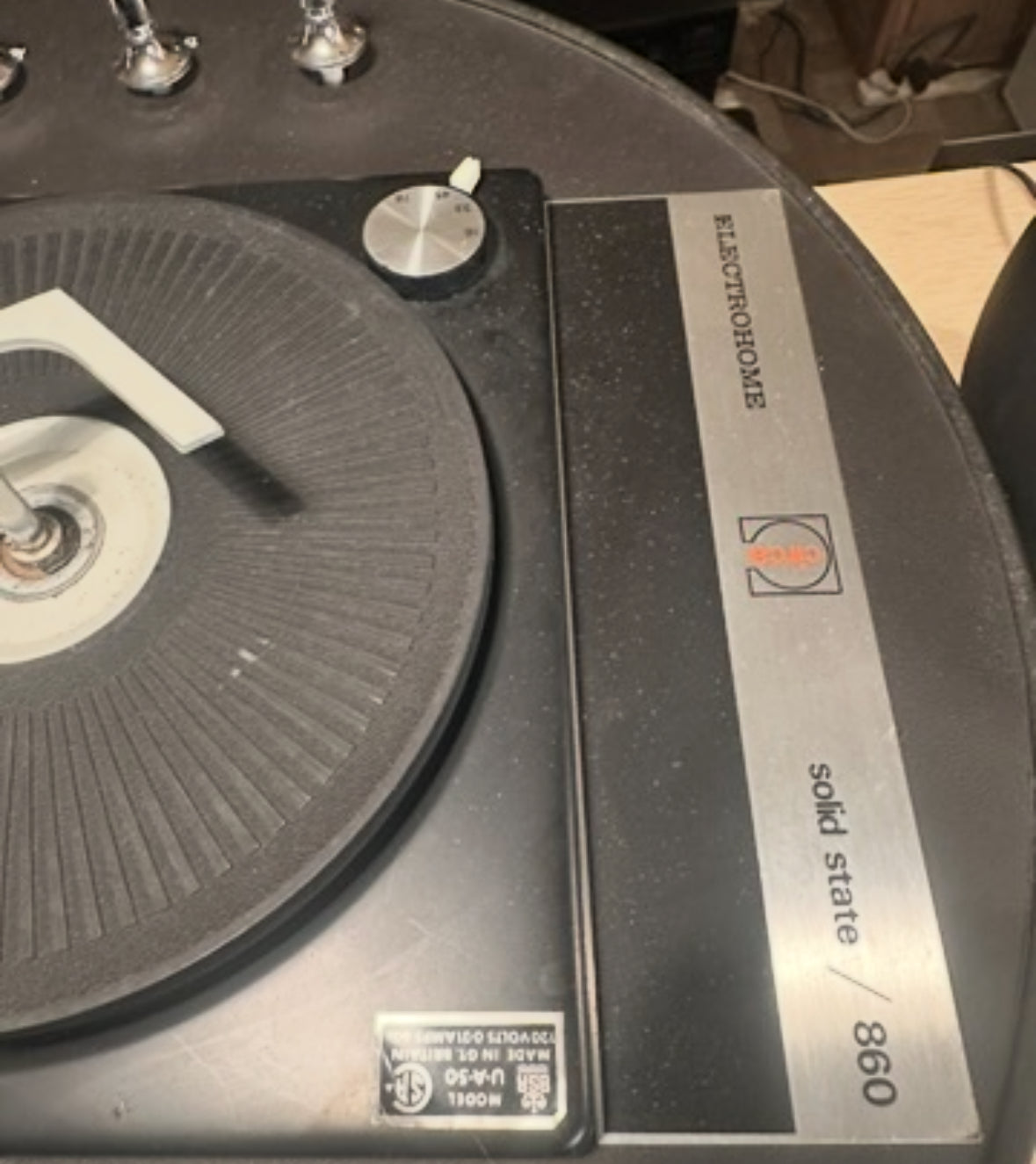 Vintage Electrohome Apollo 860 Solid State Turntable With Speakers Tested Works
