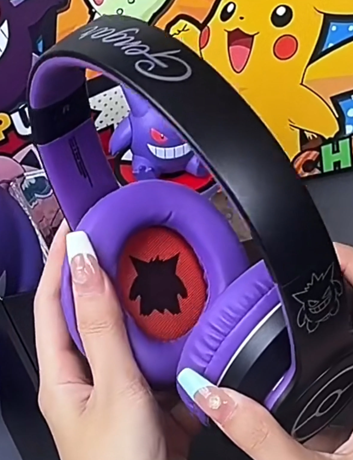 NEW Anime Pokemon Gengar Head-mounted Bluetooth Headset Wireless Noise Reduction