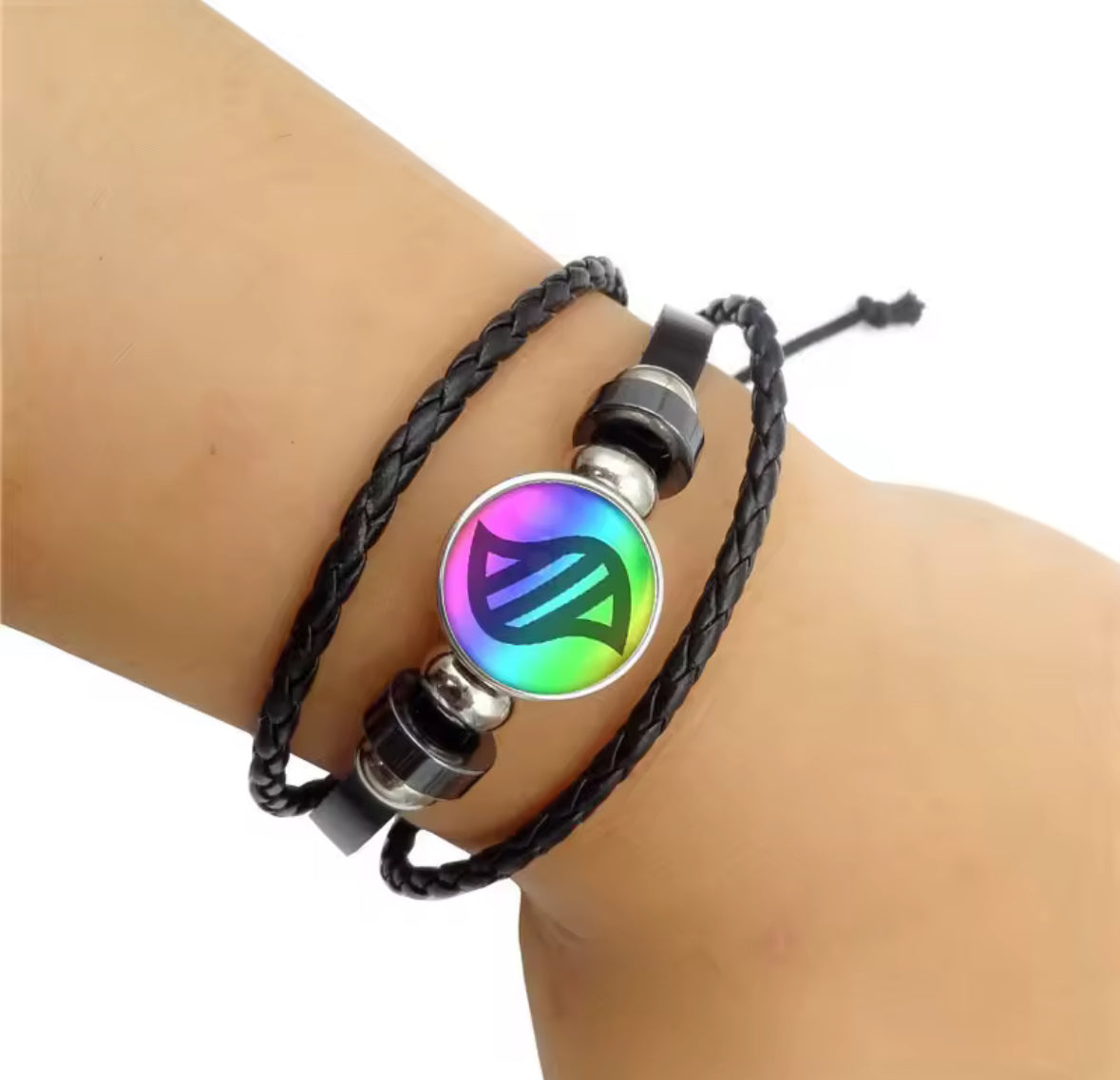 Mega Stone Pokemon Snap Weave Leather Bracelet 18mm Glass