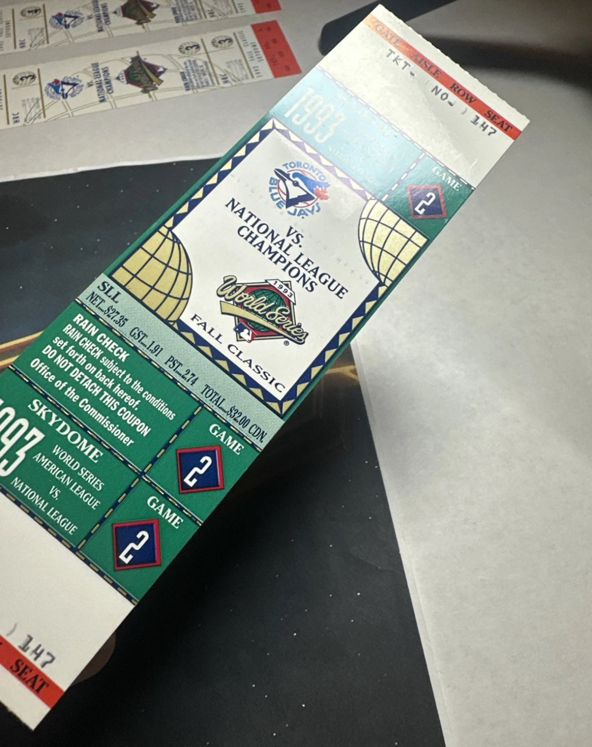 1993 World Series Full Ticket Toronto Blue Jays Game 2 MINT Grading Ready Gem💎