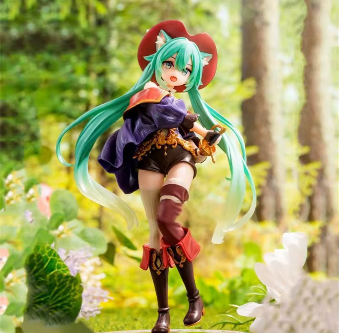 Hatsune Miku Anime Figure Fairy Tale Wonderland Puss In Boots Kawaii Brand New