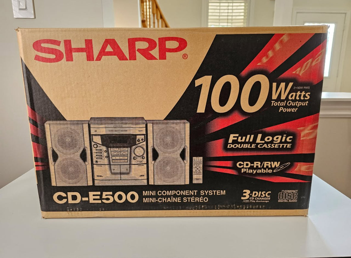 SHARP CD-E500 Double Cassette Deck 3 CD Changer Audio System New Factory Sealed