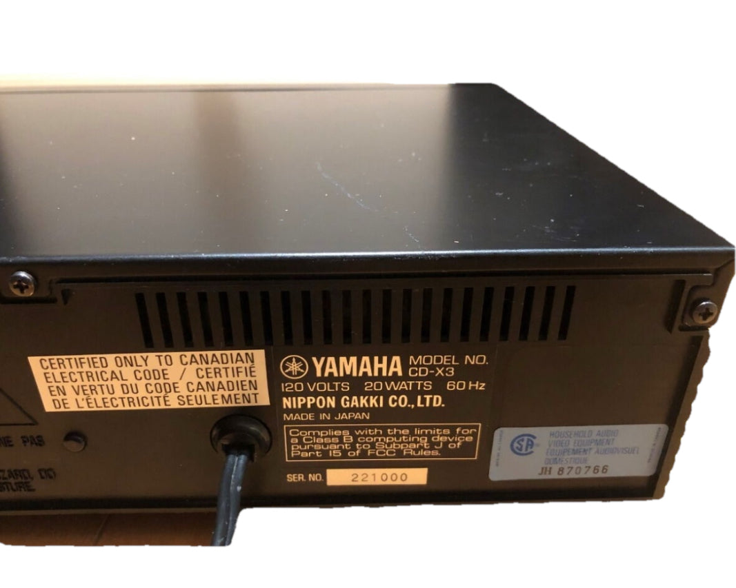 YAMAHA CD-X3 CD Player 16 bit PCM Three Beam Laser Vintage Fully Functional