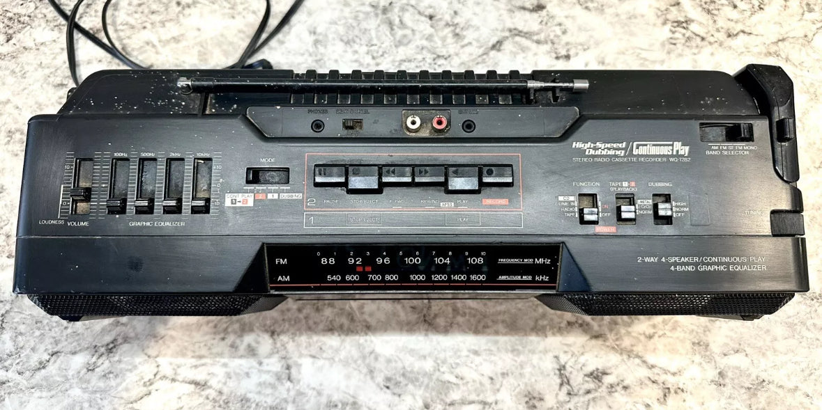 SHARP WQ-T282 Stereo Twin Tape Boombox Vintage Eighties Batteries Not Included