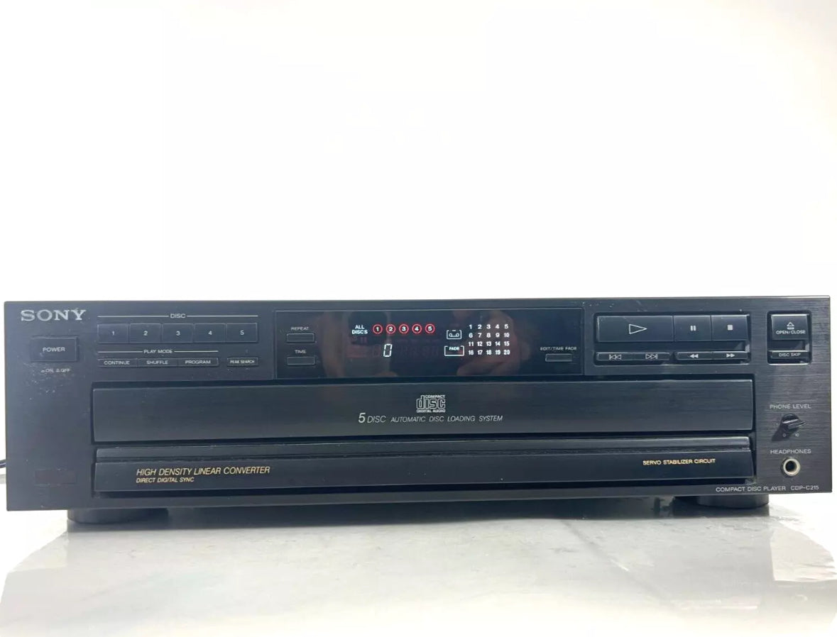 Sony CDP-C215 CD 5 Compact Disc Changer Player Tested Sounds Great!