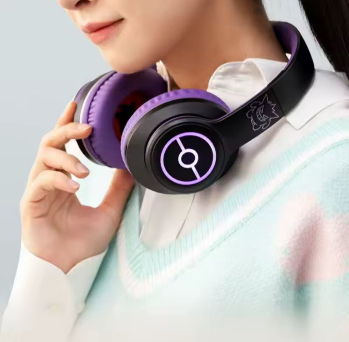 NEW Anime Pokemon Gengar Head-mounted Bluetooth Headset Wireless Noise Reduction