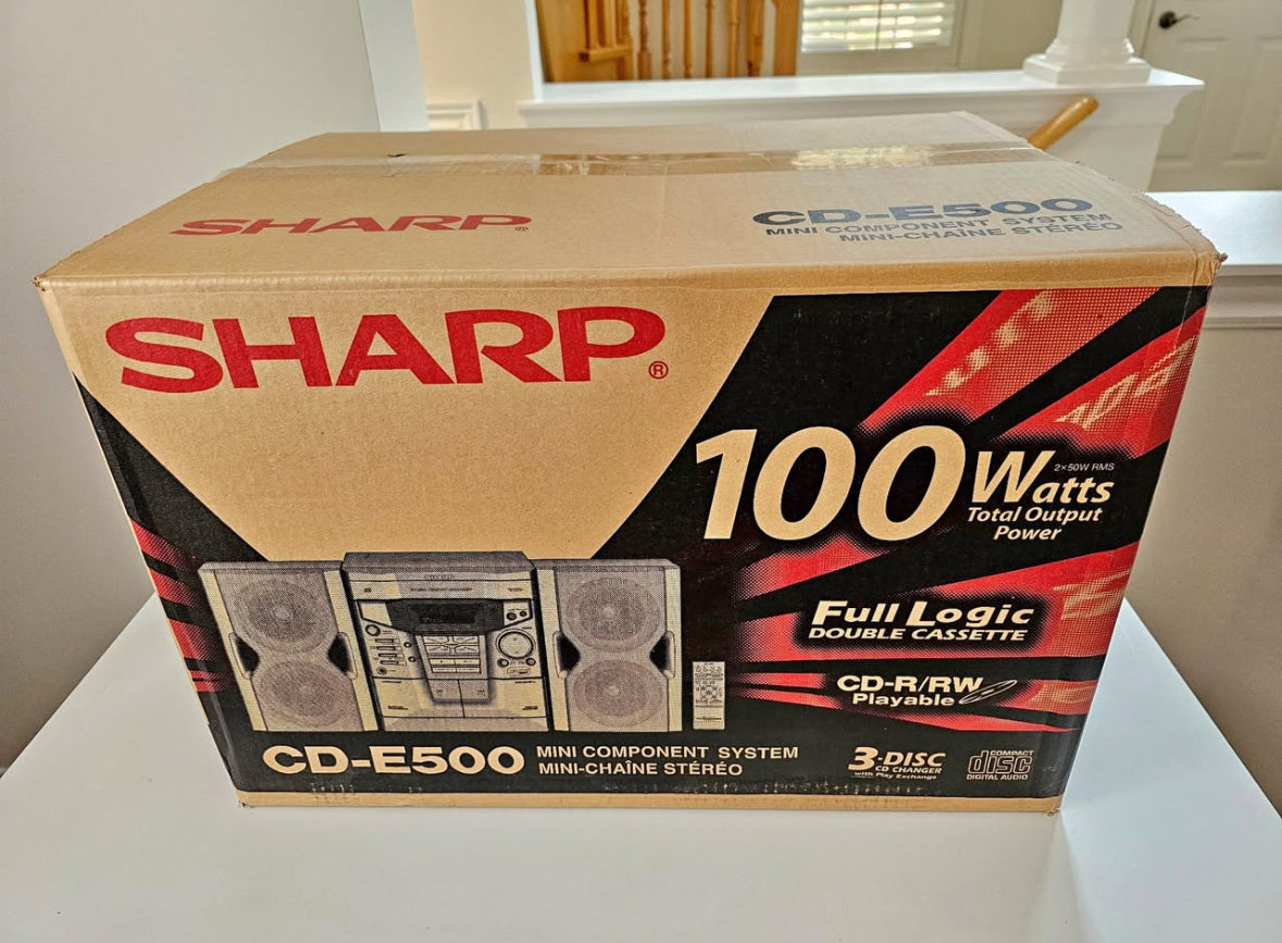 SHARP CD-E500 Double Cassette Deck 3 CD Changer Audio System New Factory Sealed