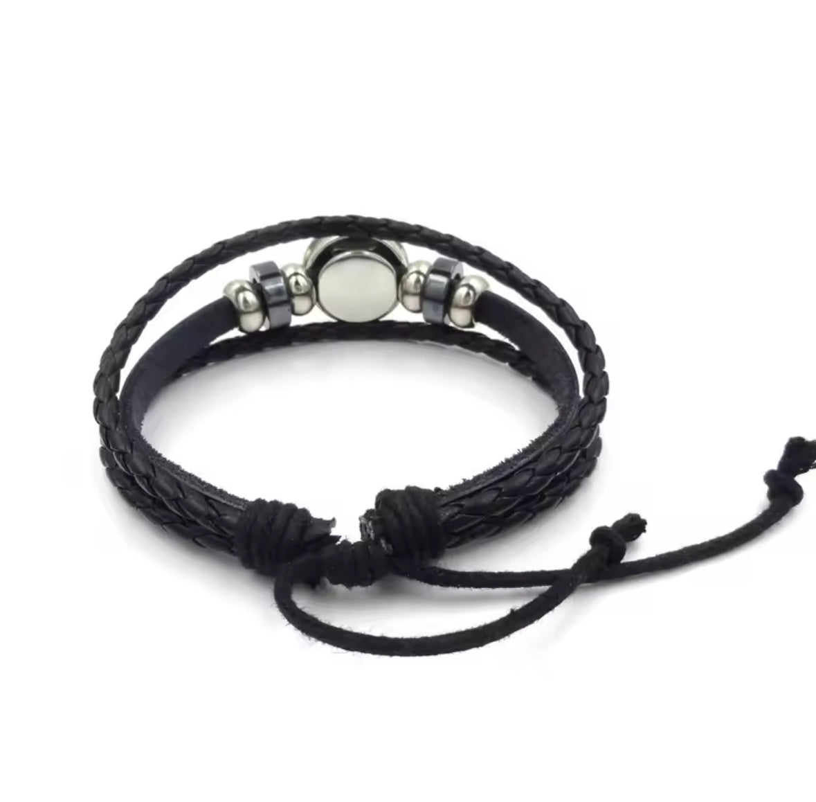 Mega Stone Pokemon Snap Weave Leather Bracelet 18mm Glass