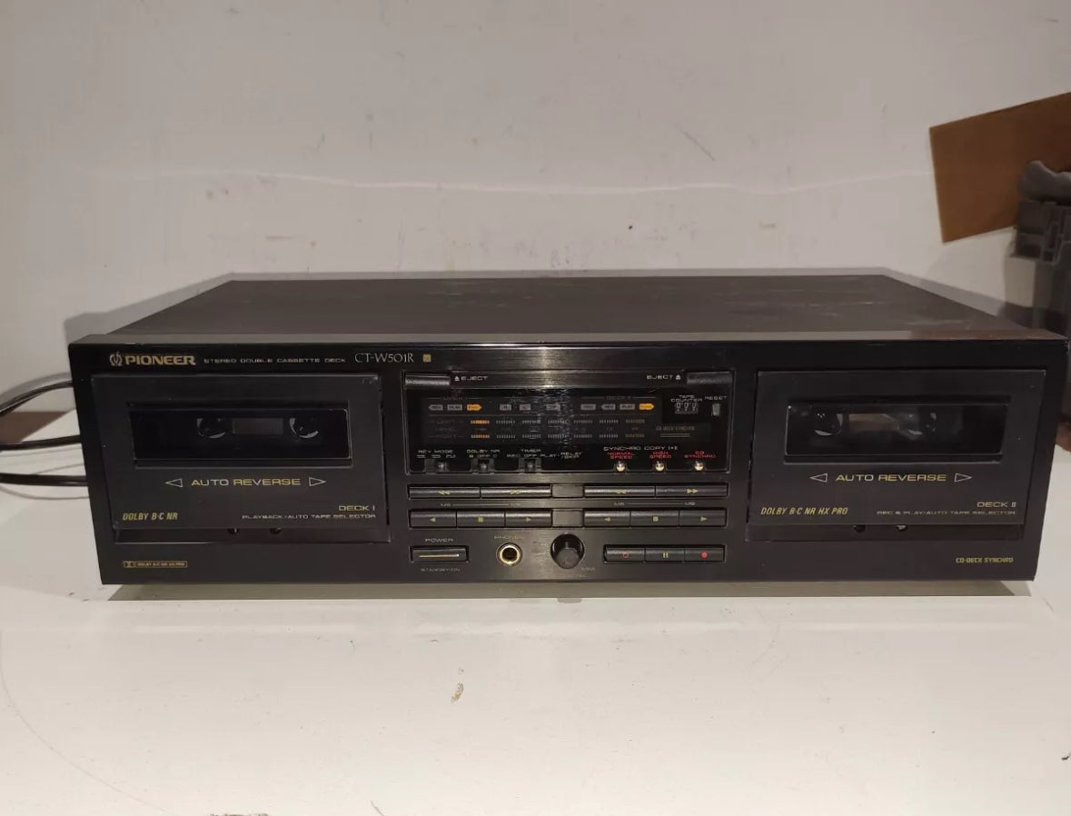 Pioneer CT-W501R Double Cassette Deck Dolby B-C NR HX Pro Auto Reverse Working