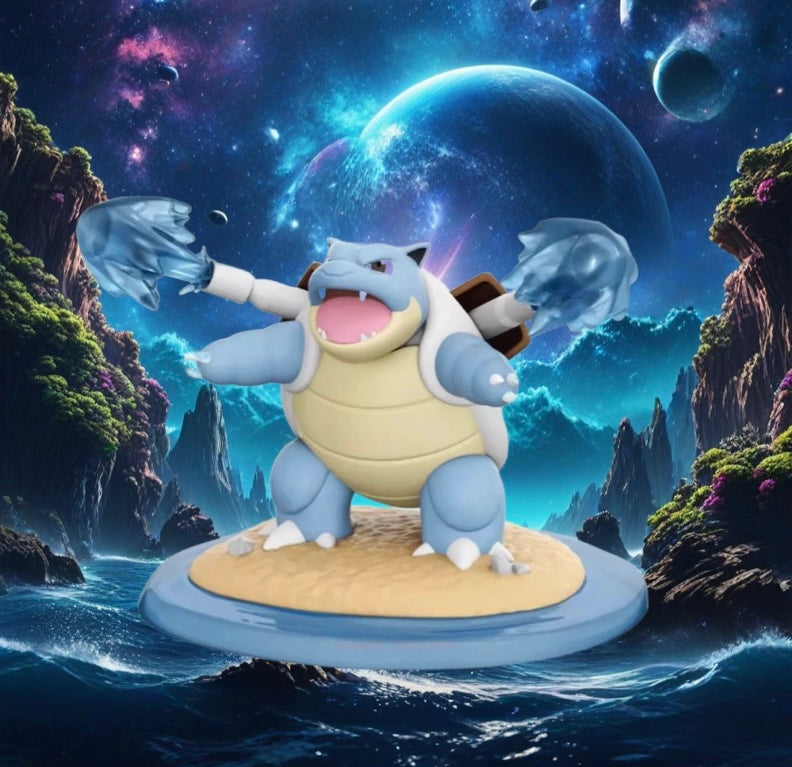 Genuine Blastoise Hydro Pump Pokemon Battle Scene Action Figure Brand News