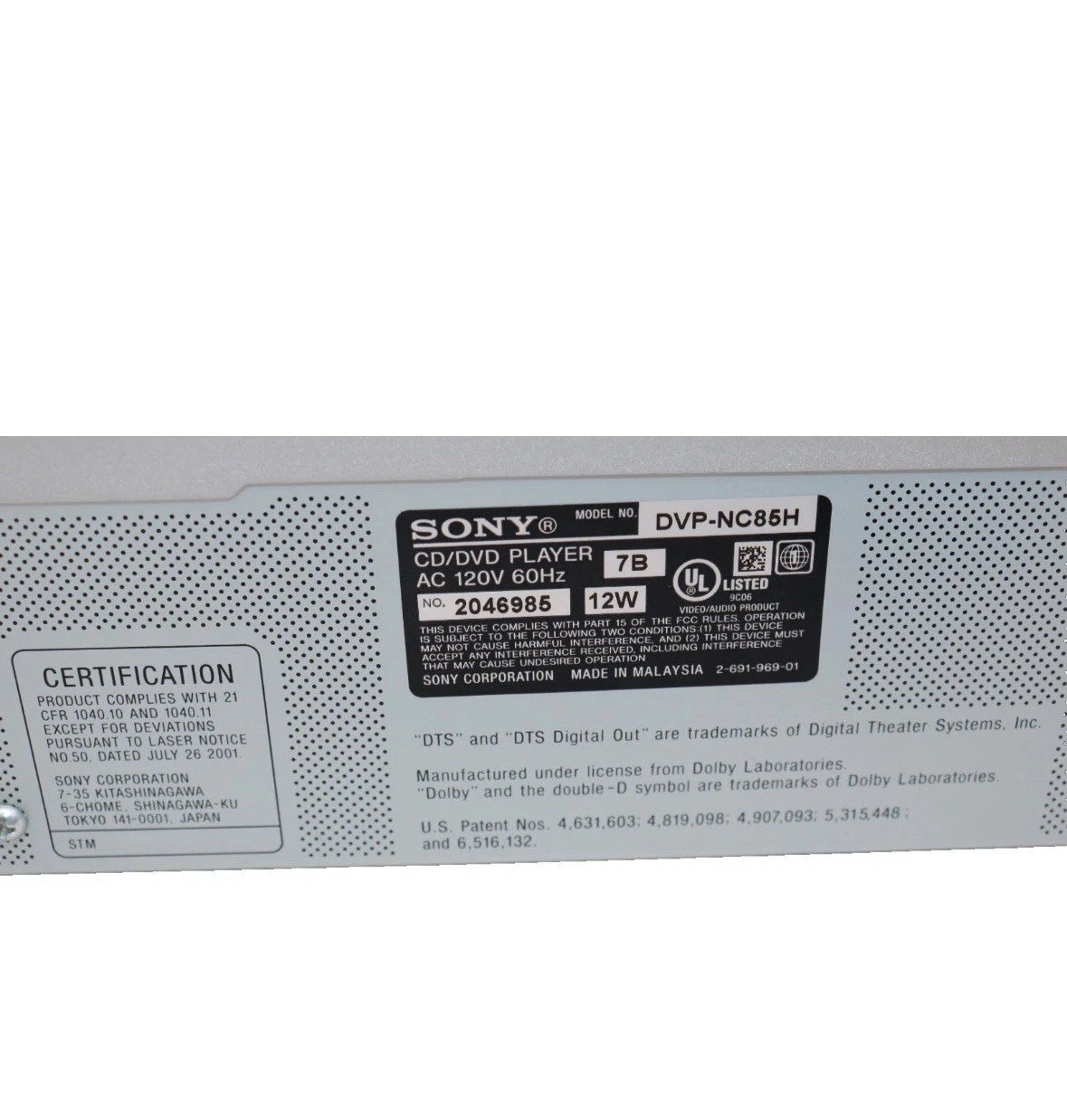 Sony DVP-NC85H 5 Disc DVD CD Changer Player HDMI Output with Remote - Tested