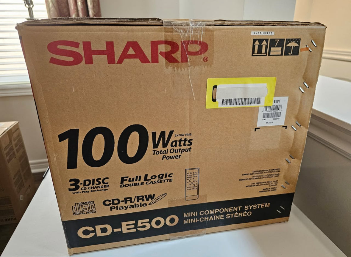 SHARP CD-E500 Double Cassette Deck 3 CD Changer Audio System New Factory Sealed