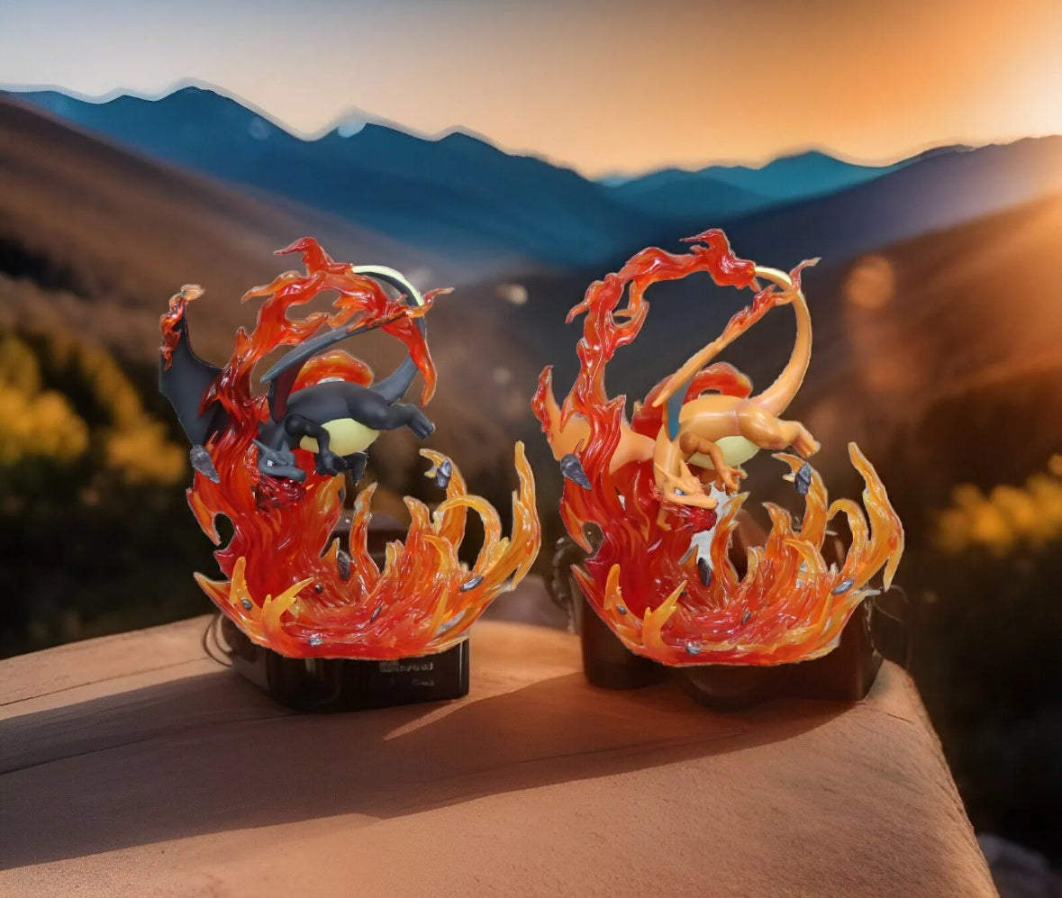 Pokemon Shiny Black Charizard Anime Figure Black Charizard Action Figurine 8”