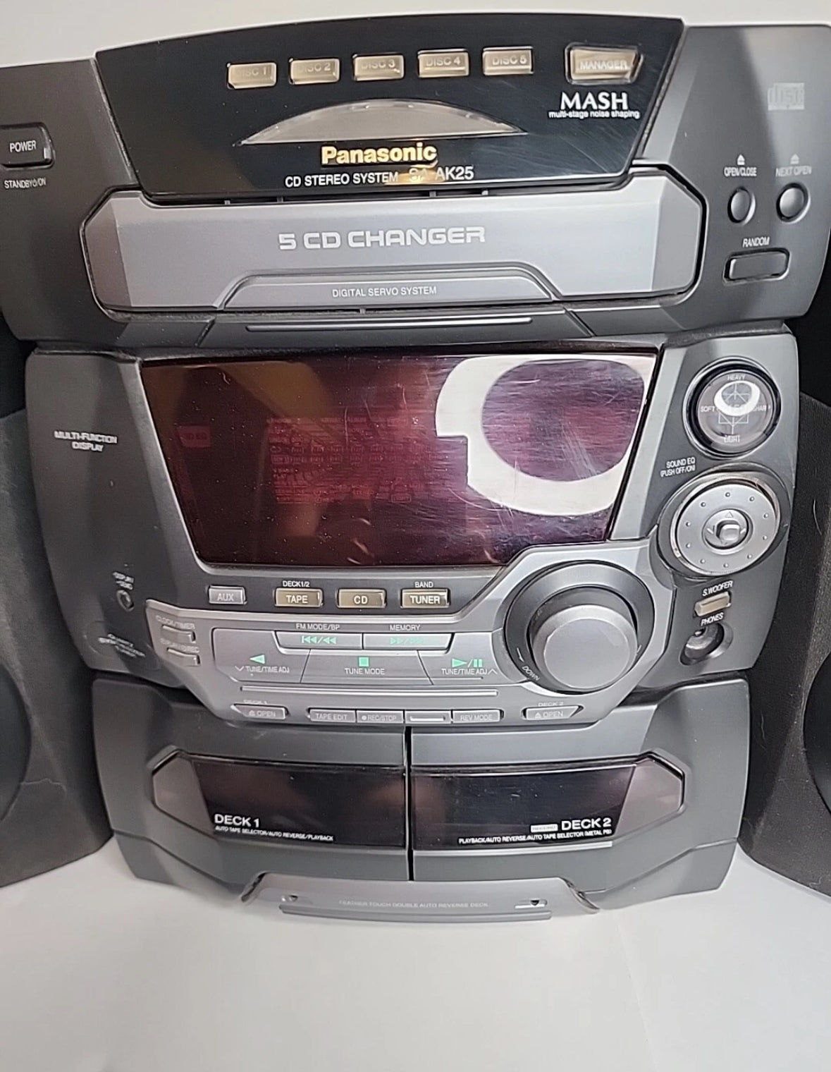 Panasonic Radio Stereo System Boombox SA-AK25 5 CD Changer dual Tape Fully Works