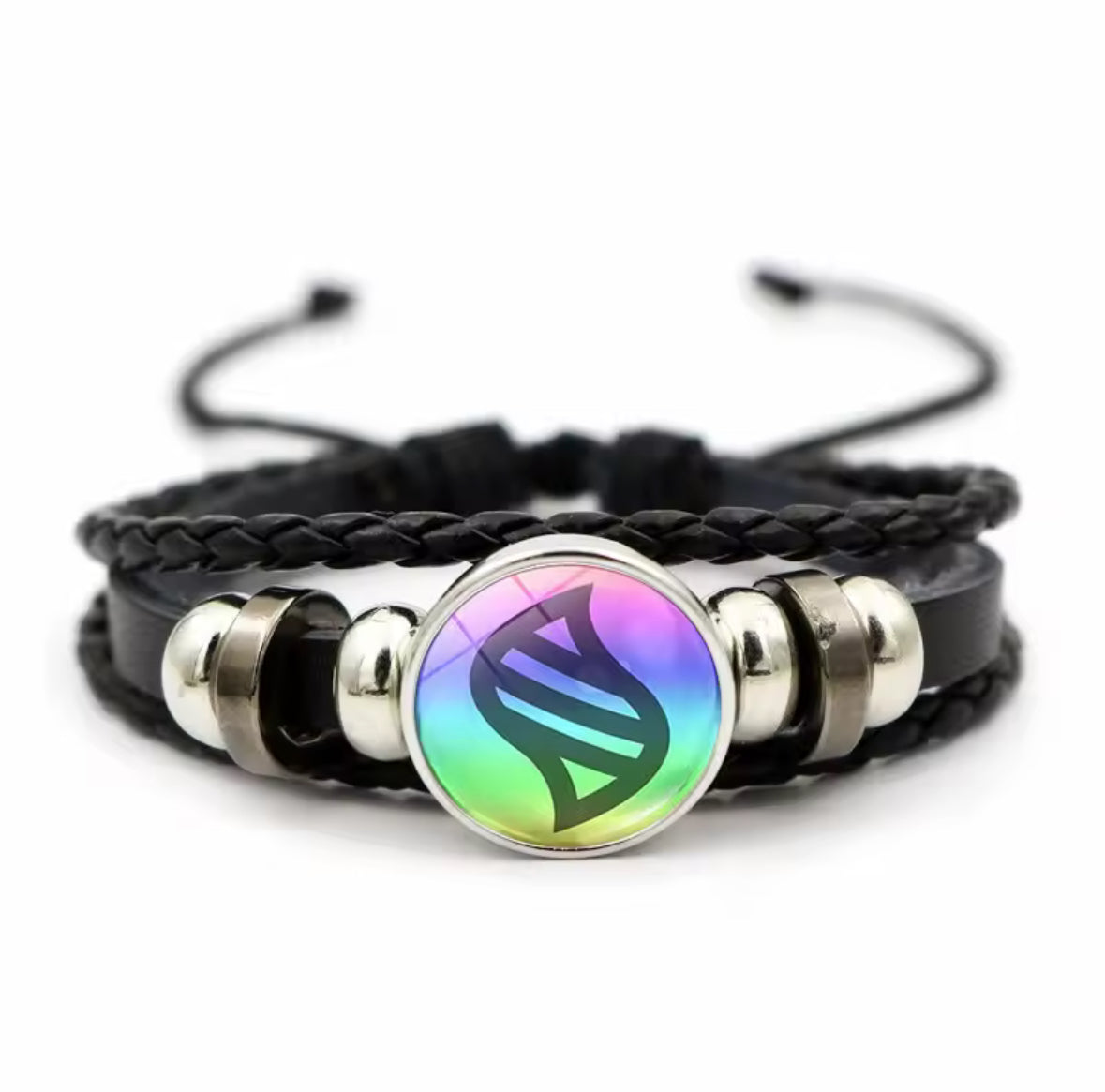 Mega Stone Pokemon Snap Weave Leather Bracelet 18mm Glass