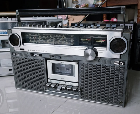 JVC RC-828JW Silver Biphonic Stereo Radio Cassette Recorder Sound System Works