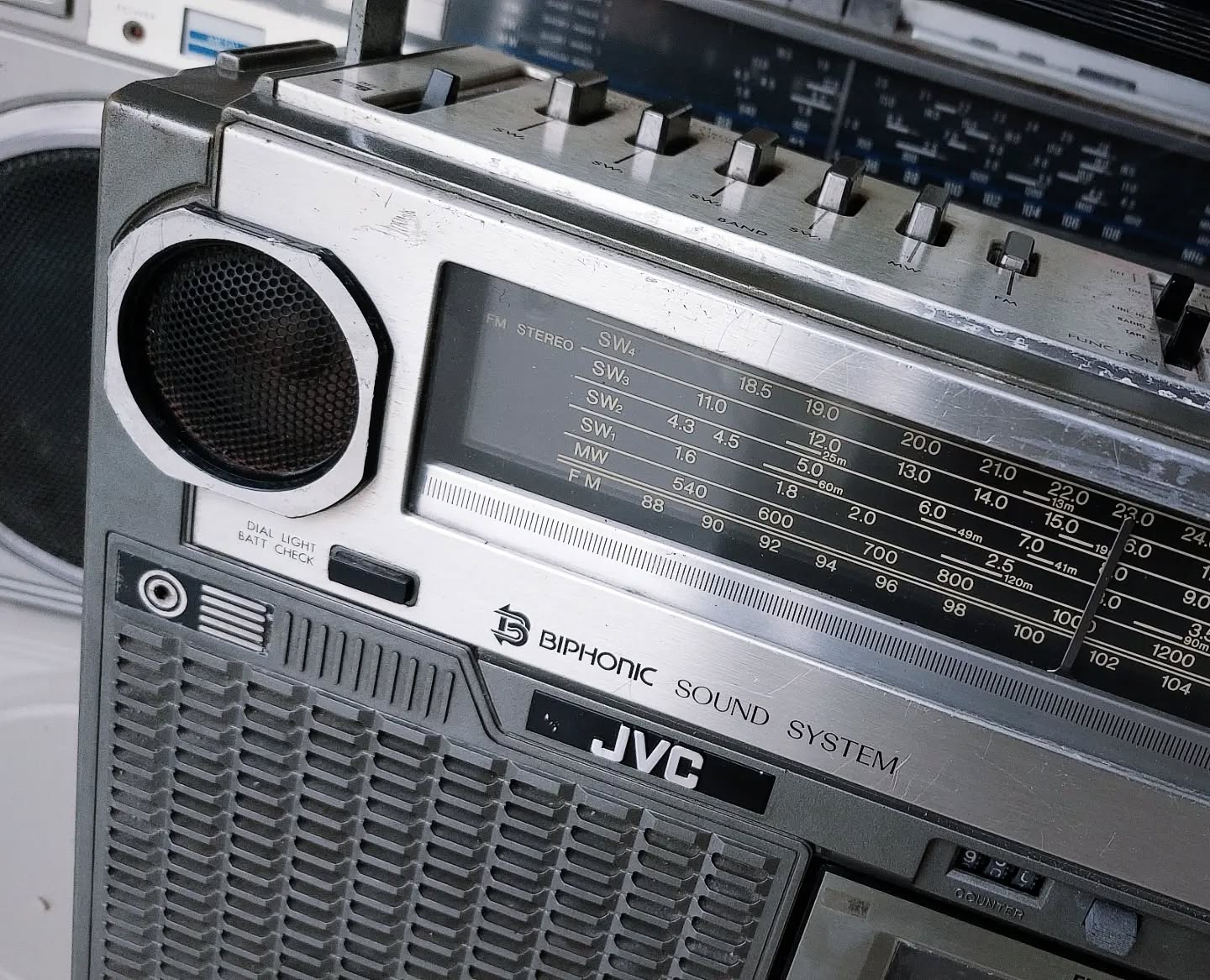 JVC RC-828JW Silver Biphonic Stereo Radio Cassette Recorder Sound System Works