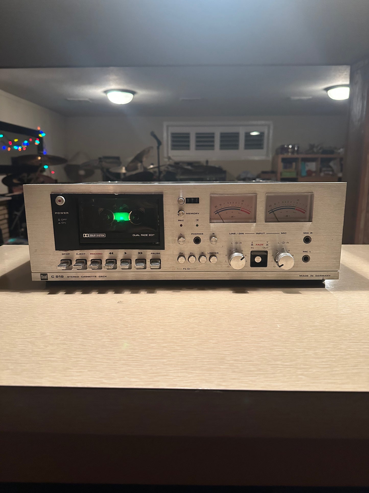 Silver DUAL C819 STEREO CASSETTE DECK Tested Rare Vers. Translucent Open Lid Top