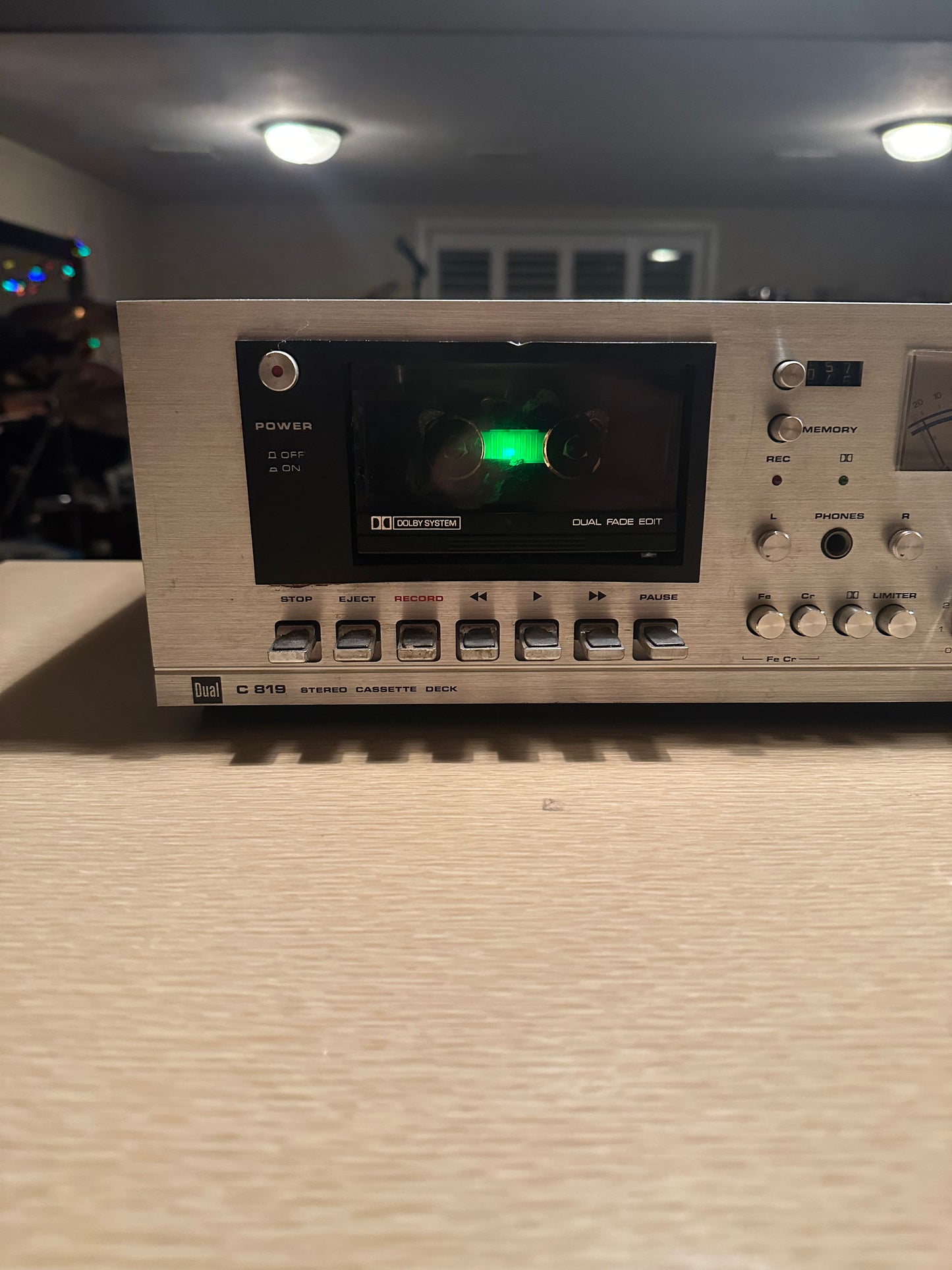 Silver DUAL C819 STEREO CASSETTE DECK Tested Rare Vers. Translucent Open Lid Top