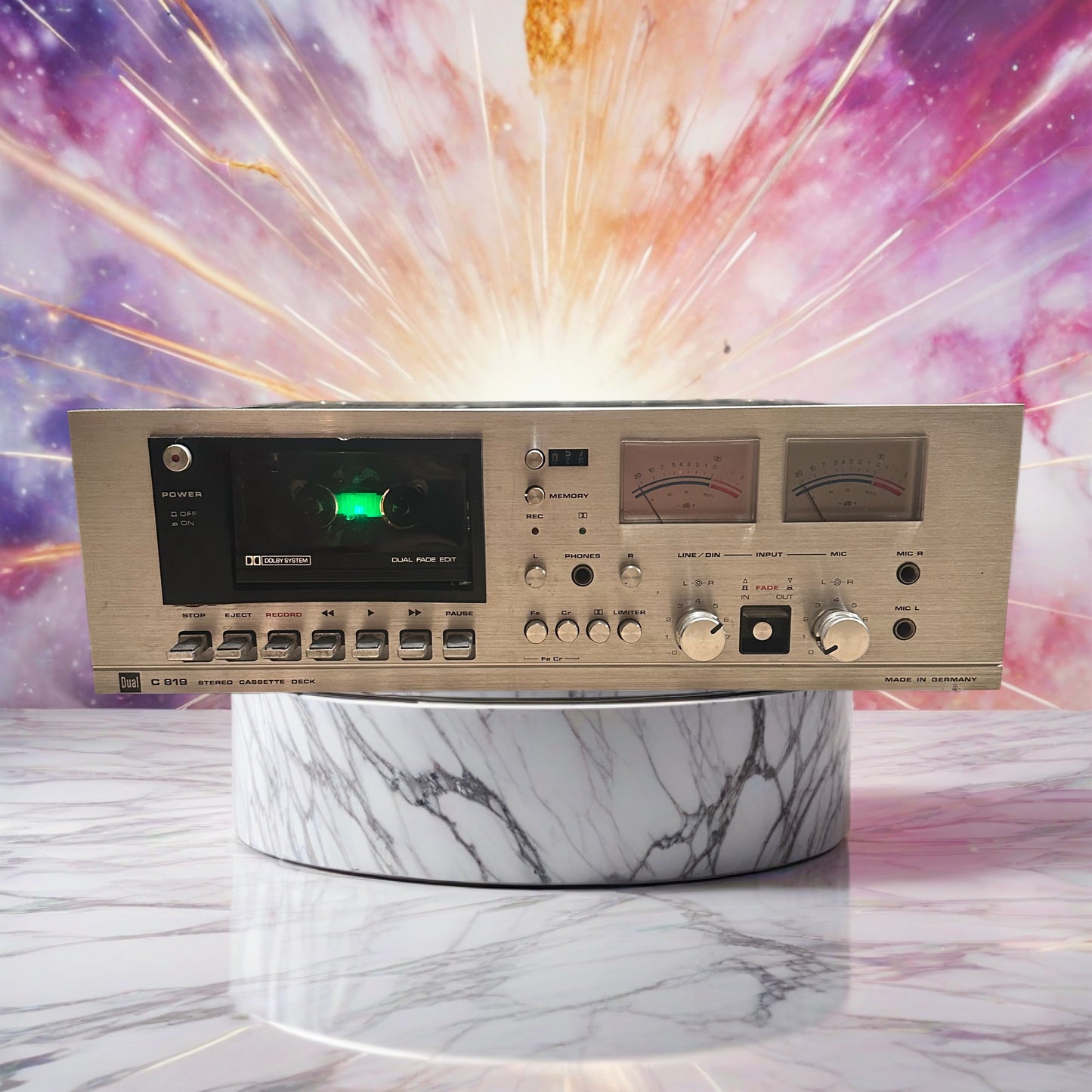 Silver DUAL C819 STEREO CASSETTE DECK Tested Rare Vers. Translucent Open Lid Top