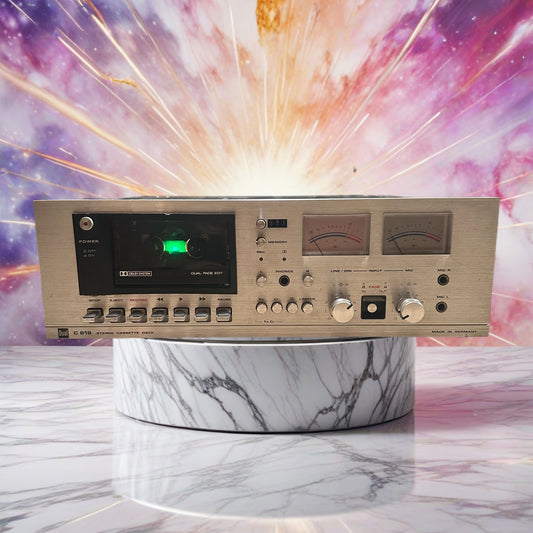 Silver DUAL C819 STEREO CASSETTE DECK Tested Rare Vers. Translucent Open Lid Top