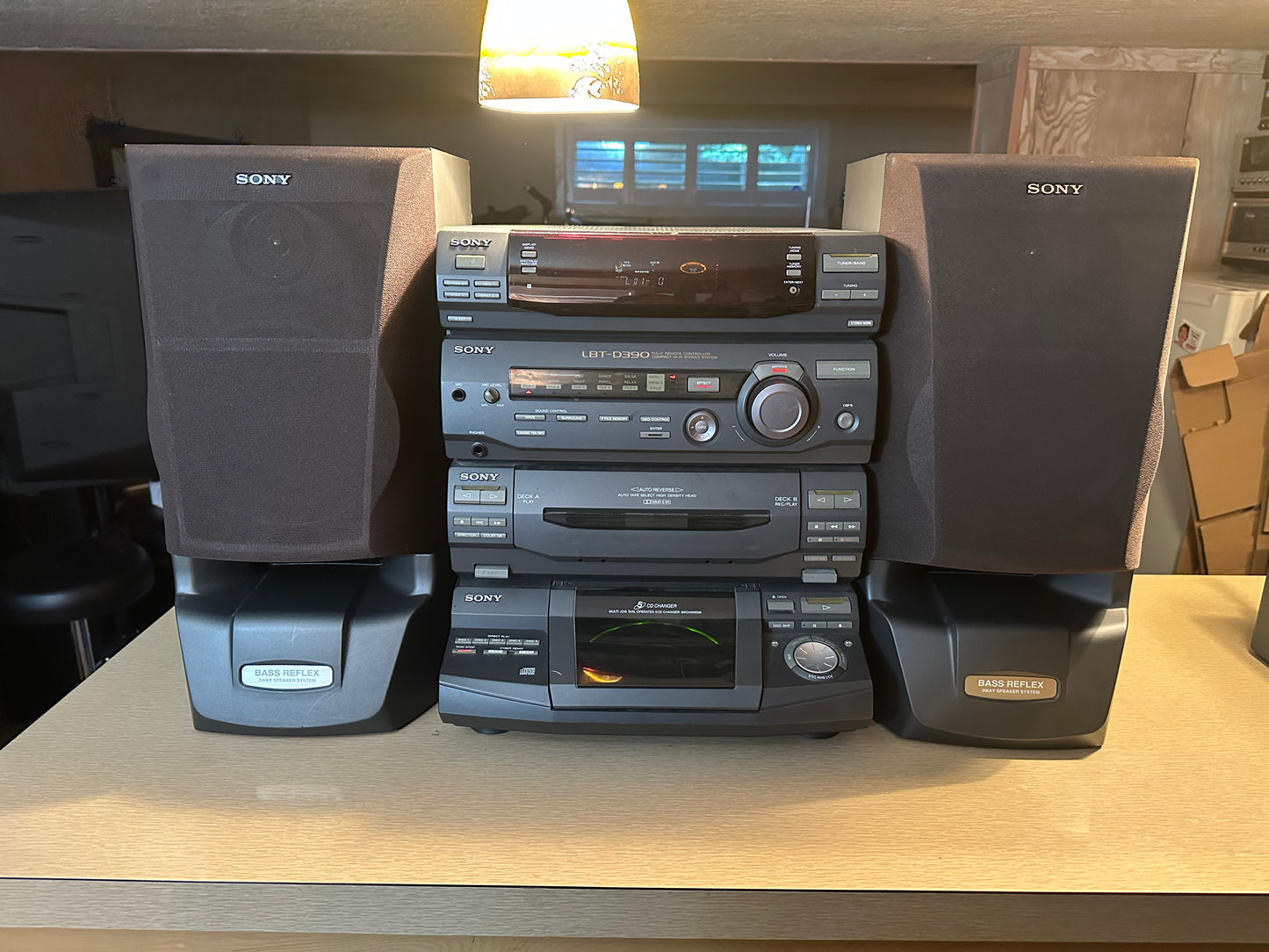 Vintage 1997 Sony LBT-D390 Stereo System With Speakers Tested Working Monster