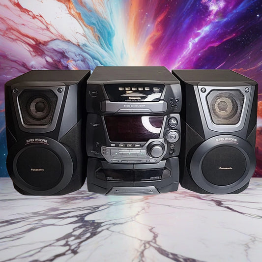 Panasonic Radio Stereo System Boombox SA-AK25 5 CD Changer dual Tape Fully Works