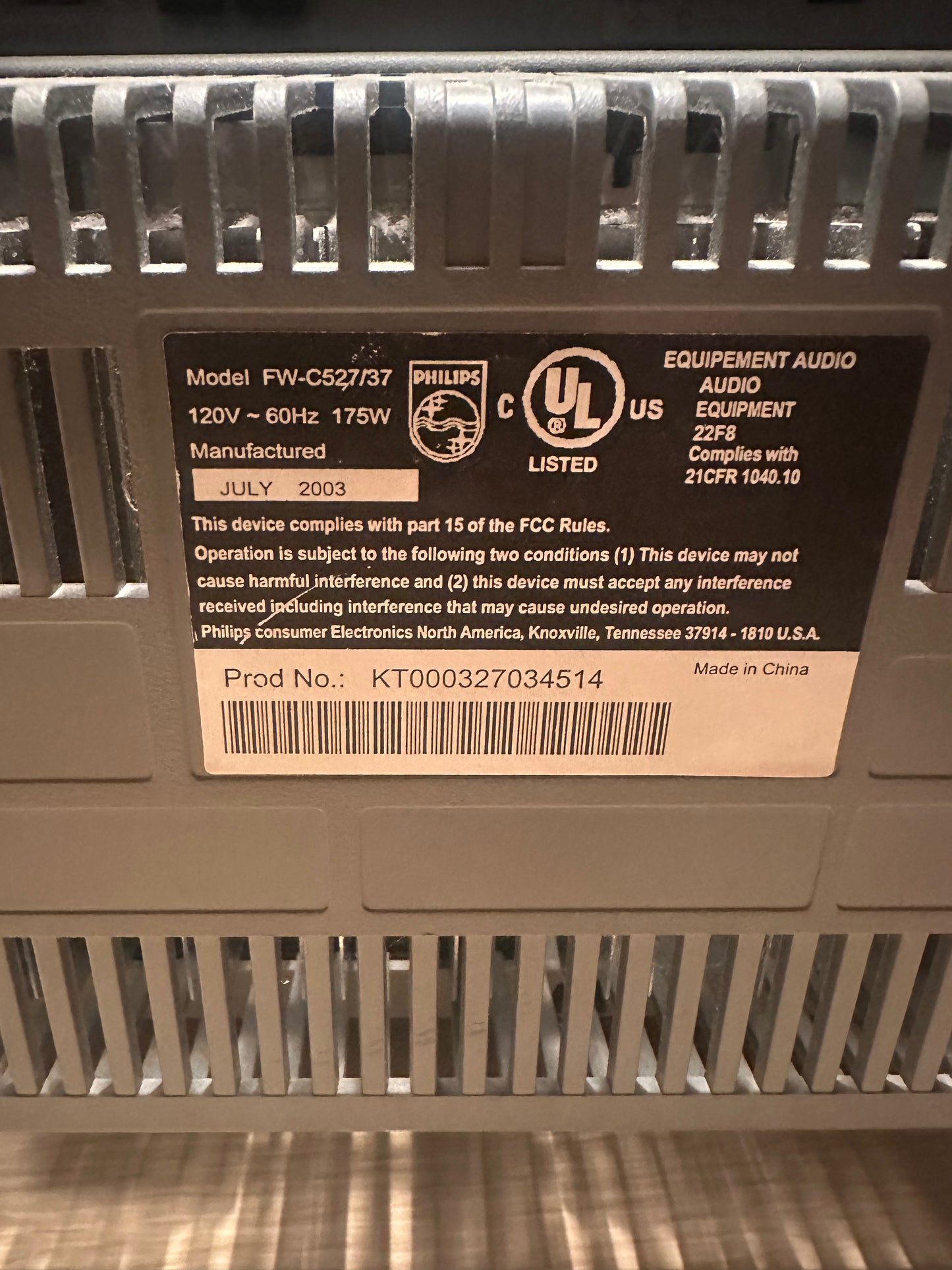 Philips FW-C527/37 Dual Cassettes 3 CD Changer Tested and Working