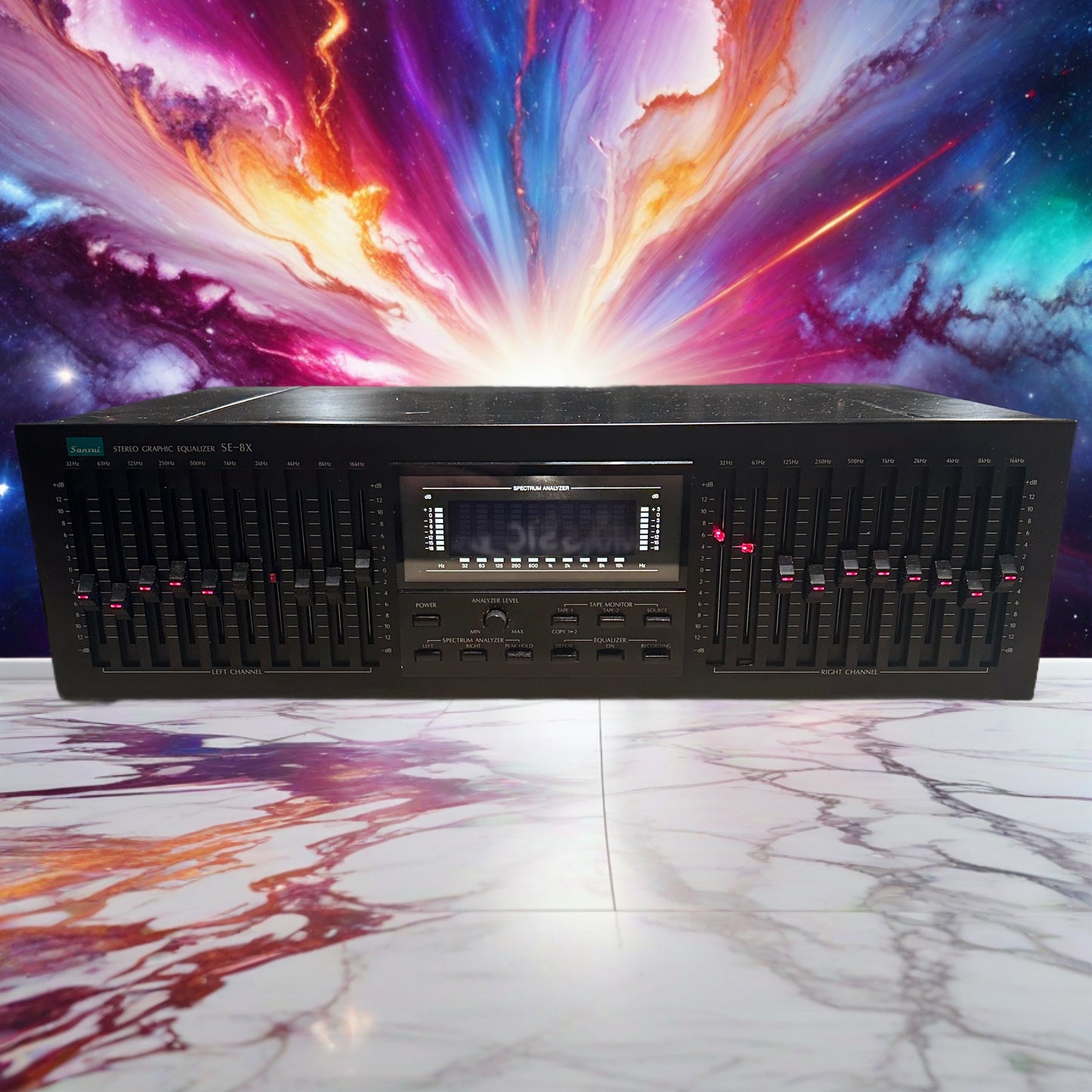 SANSUI SE-8X Black Vintage Stereo Graphic Equalizer - All Functions Working Read