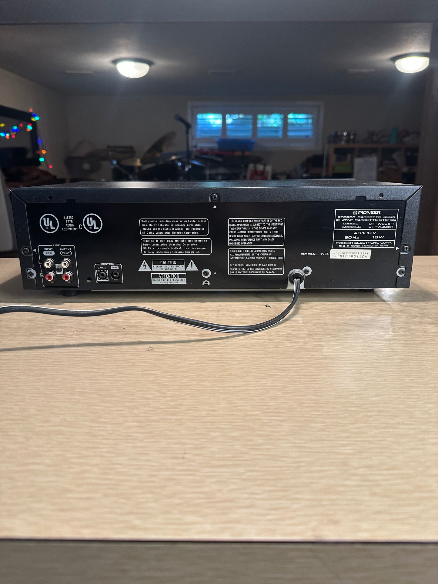 Pioneer CT-W205R Dual Stereo Cassette Player Auto Reverse CLEANED NEW BELTS