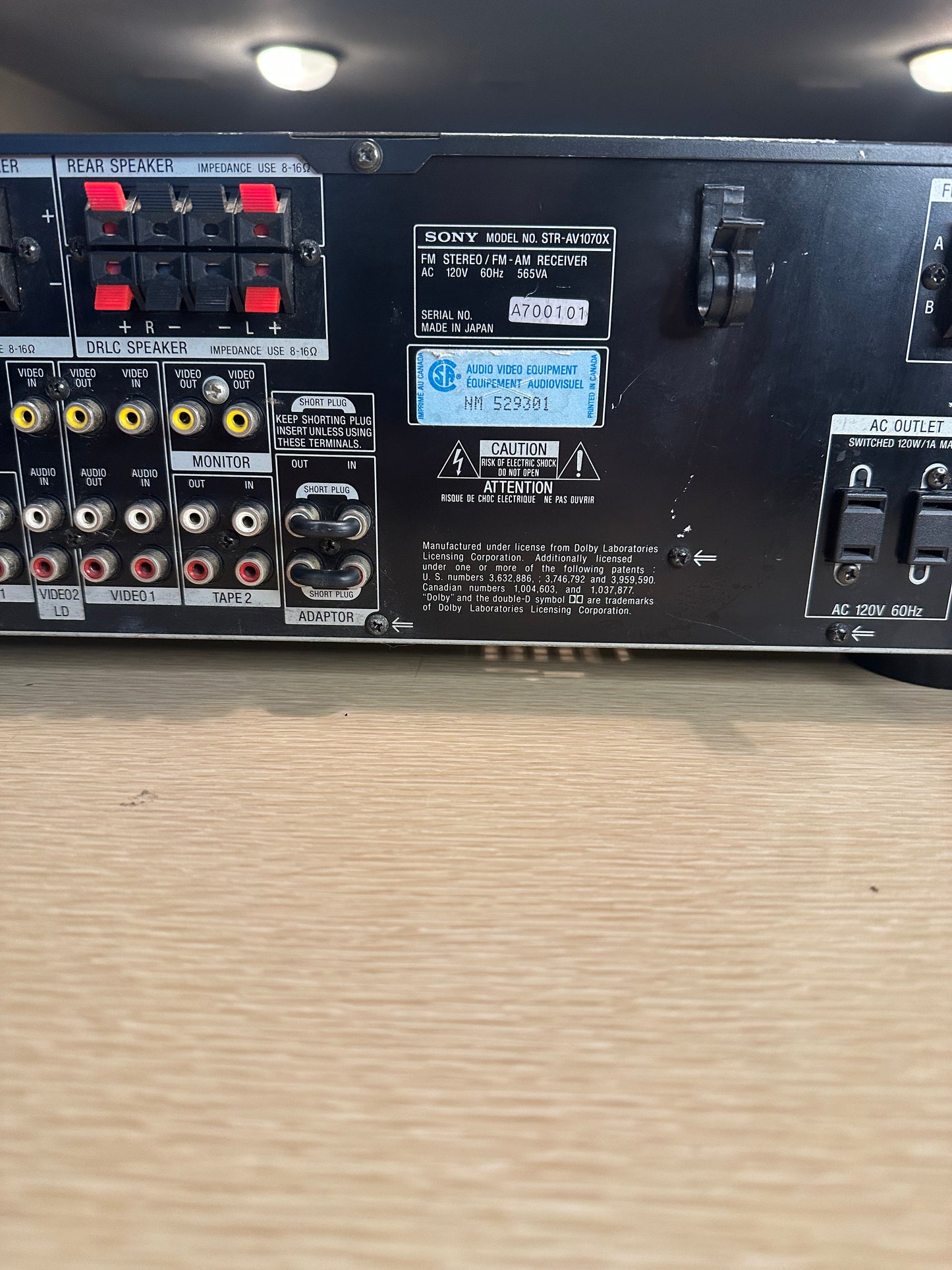 Sony STR-AV1070X AM/FM Stereo Receiver Audio/Video 120W Per Chan! *Serviced*