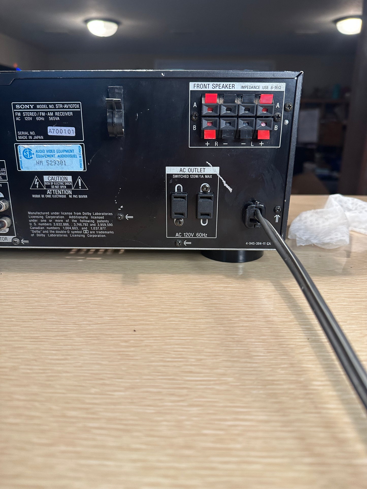 Sony STR-AV1070X AM/FM Stereo Receiver Audio/Video 120W Per Chan! *Serviced*