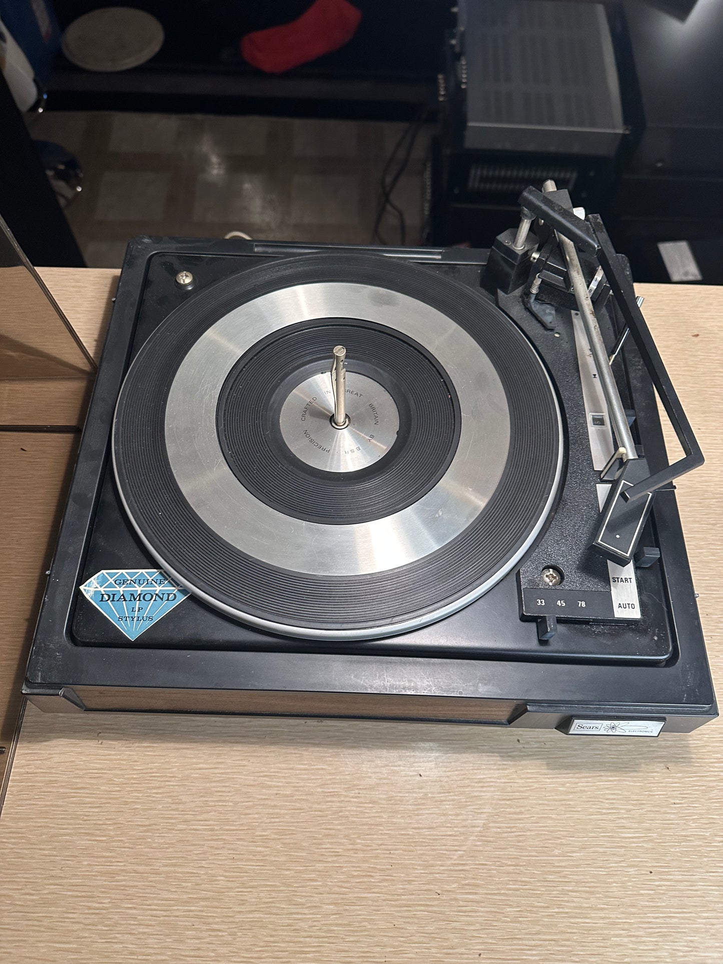 Vtg SEARS SOLID STATE BSR TURNTABLE RECORD PLAYER STEREO Model 3733