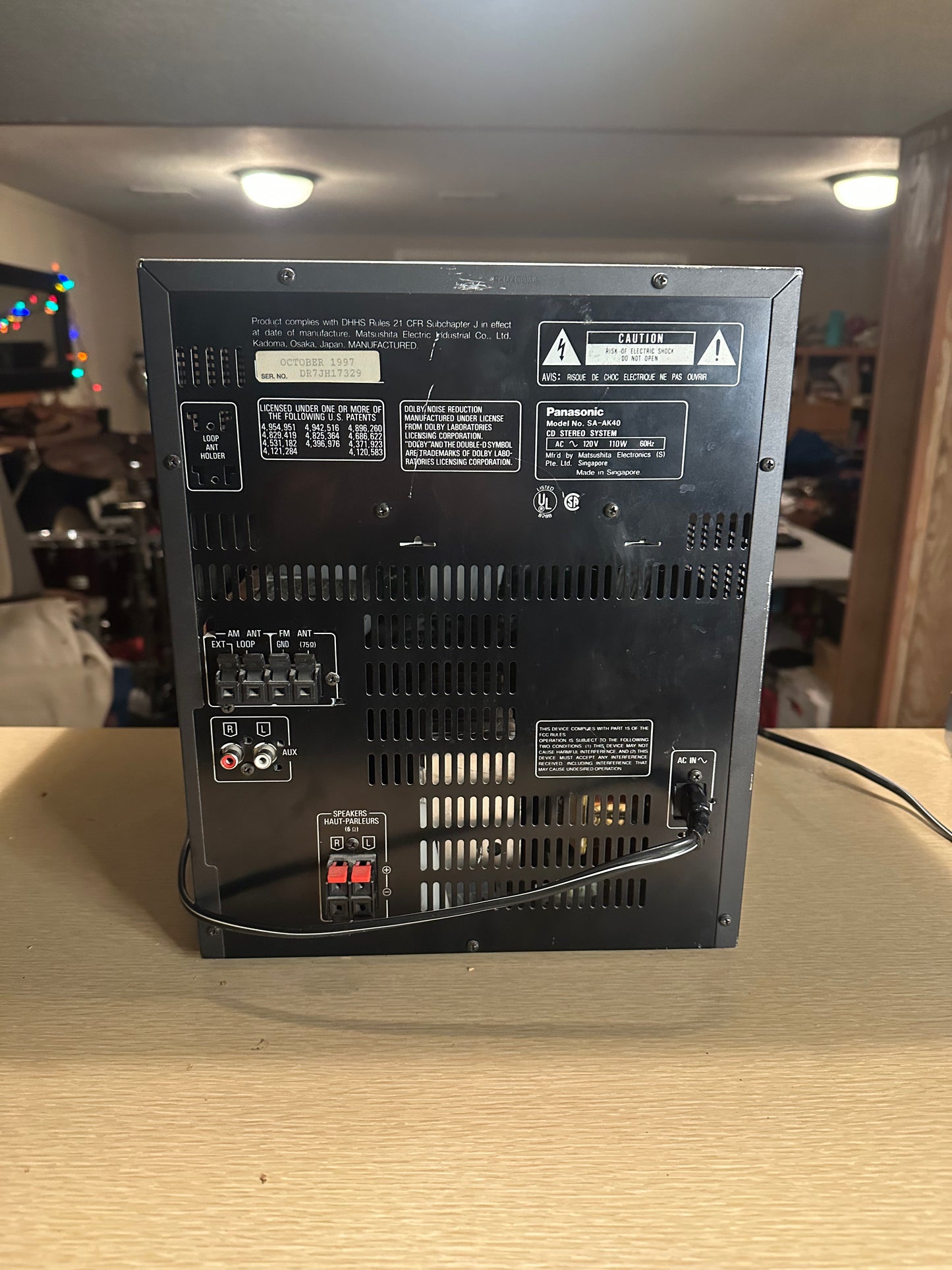 Panasonic Radio Stereo System Boombox SA-AK40 5 CD Changer dual Tape Only Works