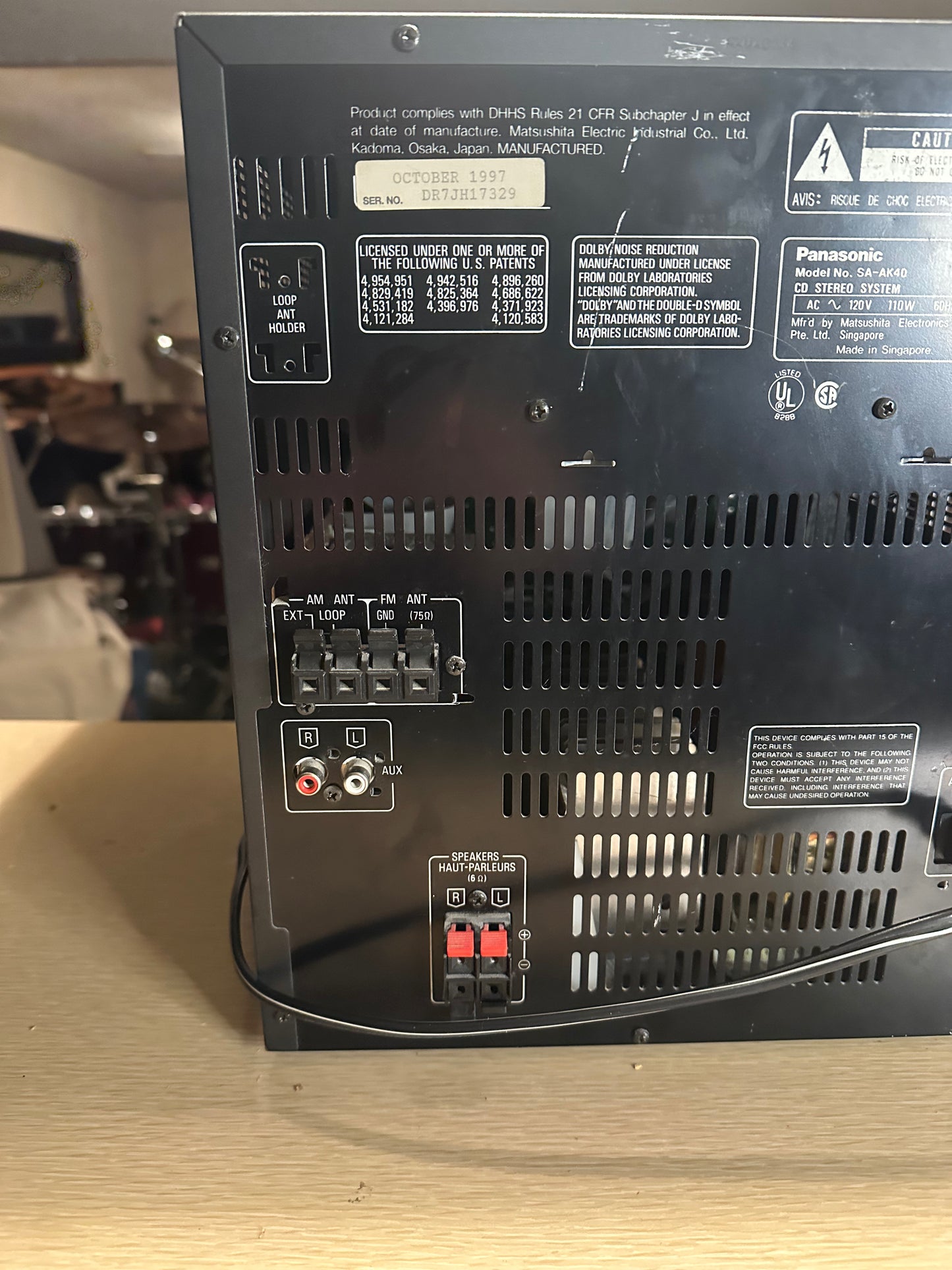 Panasonic Radio Stereo System Boombox SA-AK40 5 CD Changer dual Tape Only Works